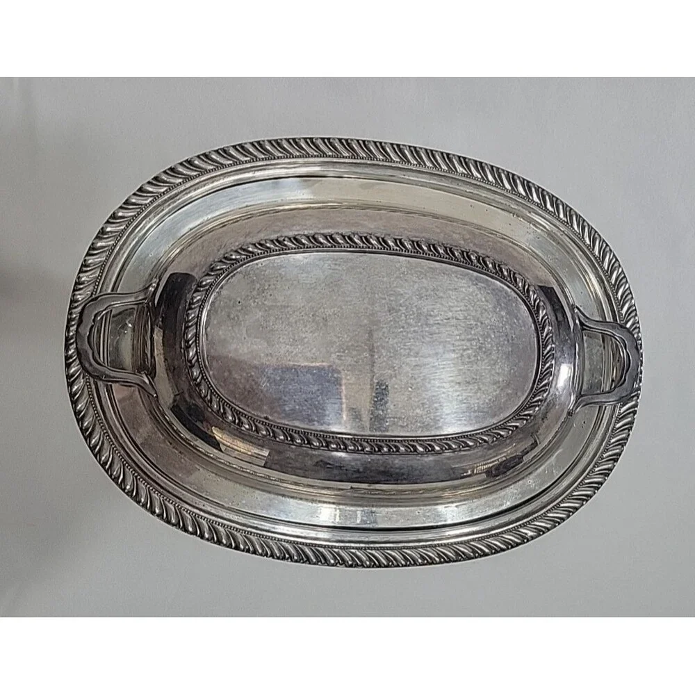 Vintage Viking EPNS Yorkshire Covered Serving Dish Silverplate V101 Oval 12